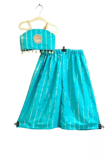 Aglare girls's indowestern palazzo set sets for girls without dupatta rama blue