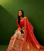 Beige Weaving Banarashi Silk Lehenga With Blouse 
