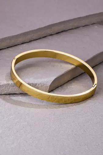 Men's set of 2 gold & silver metal brass-plated interlock kada bracelet