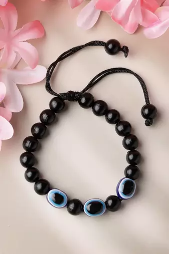 Unisex set of 2 black evil eye bracelet