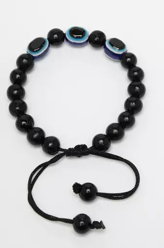 Unisex set of 2 black evil eye bracelet