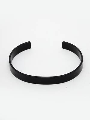 Men set of 2 black & silver stainless steel cuff bracelet 4