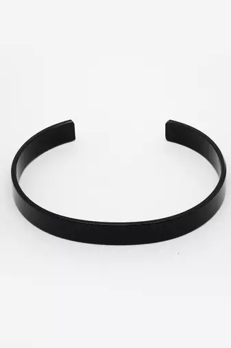Men set of 2 black & silver stainless steel cuff bracelet