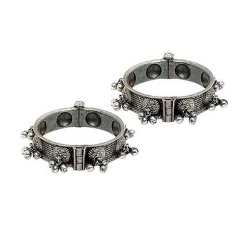 Sasha oxidised silver bracelet pair with ghungroo embellishment- set of 2 bracelets 3