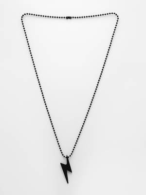 Men set of 2 black & silver flash pendent with chain 4