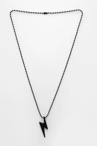 Men set of 2 black & silver flash pendent with chain