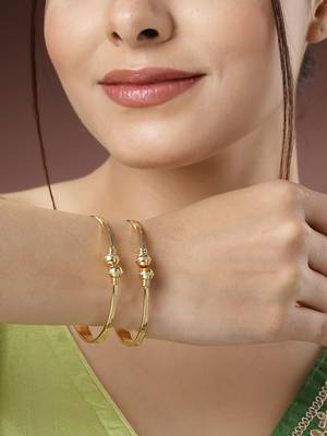 Women set of 2 gold-plated handcrafted adjustable bangles 1