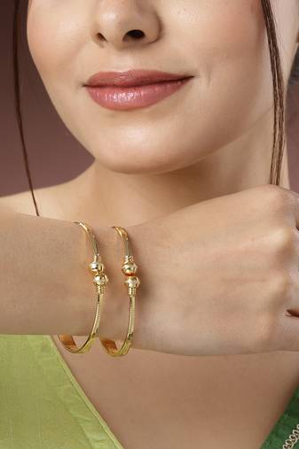 Women set of 2 gold-plated handcrafted adjustable bangles