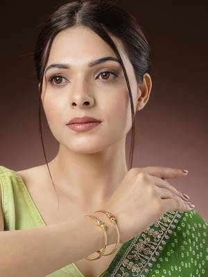 Women set of 2 gold-plated handcrafted adjustable bangles 2