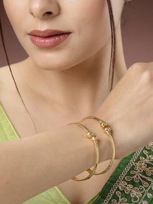 Women set of 2 gold-plated handcrafted adjustable bangles 3