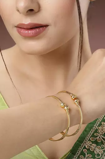Women set of 2 gold-plated handcrafted adjustable bangles