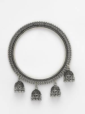 Women set of 2 silver-toned german silver oxidised bangle 4