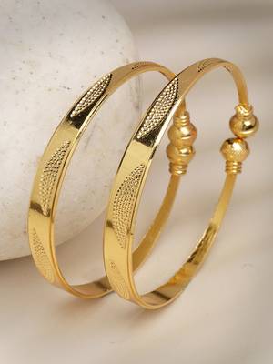 Women set of 2 gold-plated handcrafted adjustable bangles 4