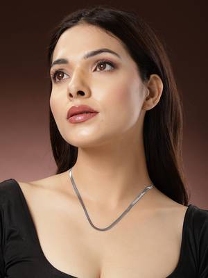 Women silver-toned german silver oxidised chain 1