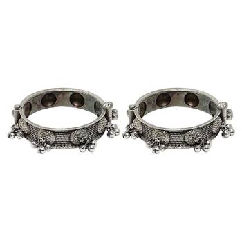 Sasha oxidised silver bracelet pair with ghungroo embellishment- set of 2 bracelets 4