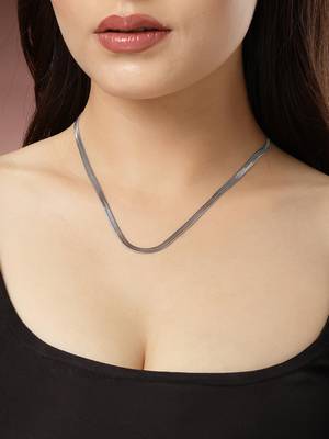 Women silver-toned german silver oxidised chain 2