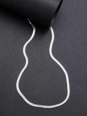 Women silver-toned german silver oxidised chain 3