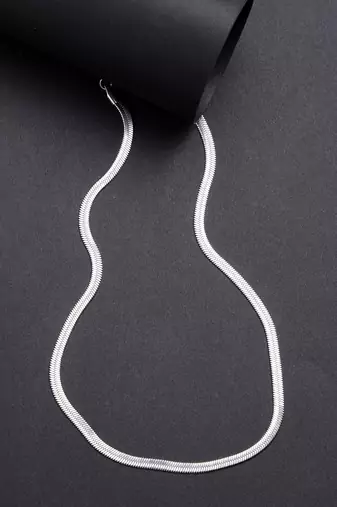 Women silver-toned german silver oxidised chain