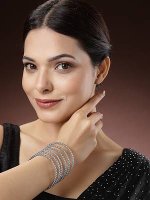 Women set of 12 silver-toned german silver oxidised bangles 2