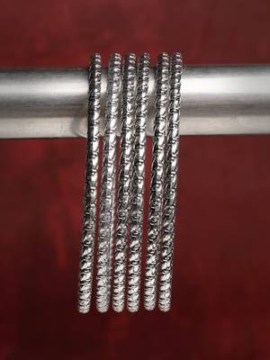 Women set of 12 silver-toned german silver oxidised bangles 3