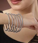 Women set of 12 silver-toned german silver oxidised bangles