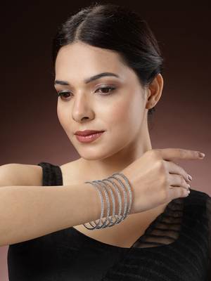 Women set of 12 silver-toned german silver oxidised bangles 2