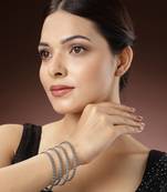 Women set of 4 silver-toned german silver oxidised bangles