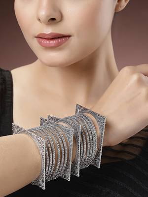 Women set of 16 silver-toned german silver oxidised bangles 4