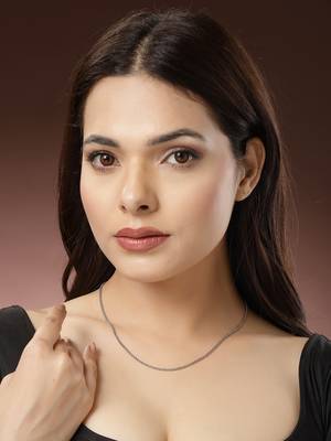 Women silver-toned german silver oxidised chain 1