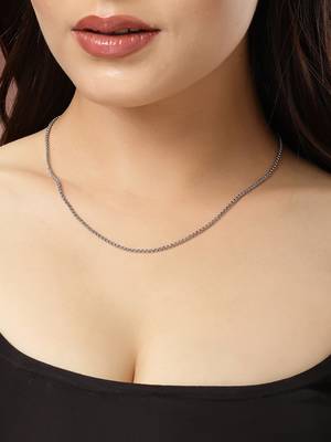 Women silver-toned german silver oxidised chain 2