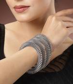 Women set of 4 silver-plated german silver oxidised bangles