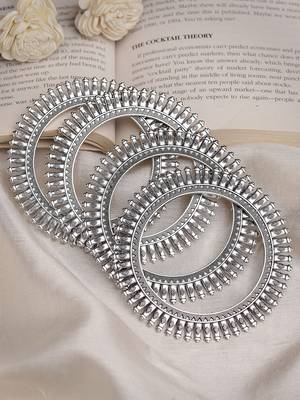 Women set of 4 silver-plated german silver oxidised bangles 3