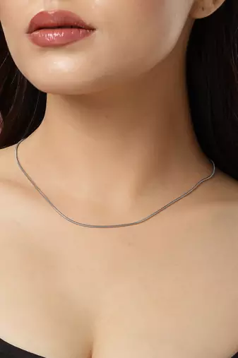 Women silver-toned german silver oxidised chain