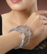 Women set of 2  silver-toned german silve oxidised elephant design handcrafted bangles