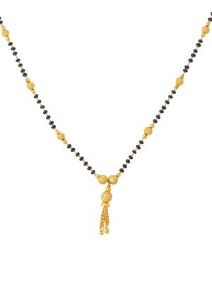 Women's set of 2 black gold-plated beaded mangalsutra with ad stone 4