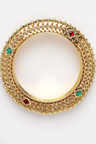 women’s set of 2 gold plated kundan bangles