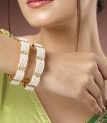 Women set of 2 gold-plated pearl handcrafted traditional bangles