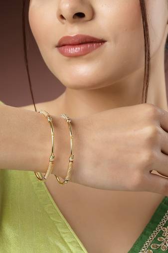 Women set of 2 gold-plated handcrafted traditional bangles