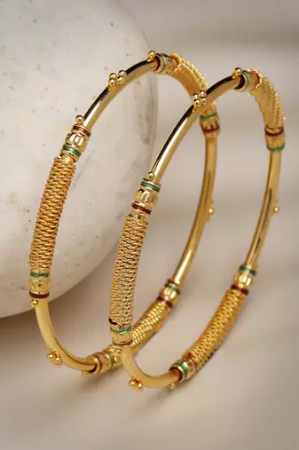Women set of 2 gold-plated handcrafted traditional bangles