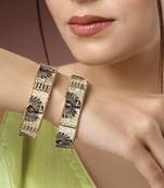 Women set of 2 gold-plated peacock design meenakari handcrafted bangles