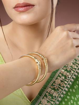 Women set of 2 gold-plated handcrafted traditional bangles 1