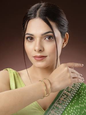 Women set of 2 gold-plated handcrafted traditional bangles 3