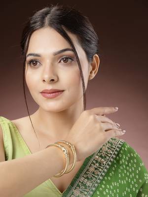 Women set of 2 gold-plated handcrafted traditional bangles 2