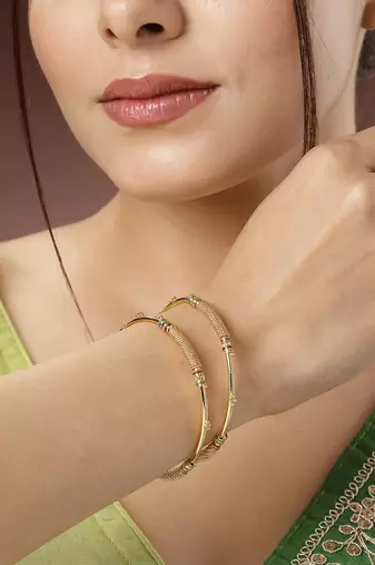 Women set of 2 gold-plated handcrafted traditional bangles