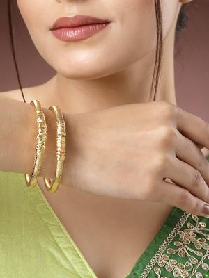Women set of 2 gold-plated handcrafted traditional bangles 3
