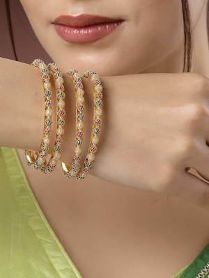 Women set of 4 gold-plated beads handcrafted traditional bangles 1