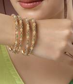 Women set of 4 gold-plated beads handcrafted traditional bangles