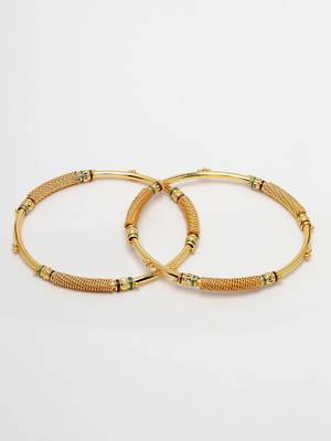 Women set of 2 gold-plated handcrafted traditional bangles 5