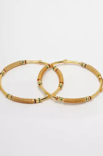 Women set of 2 gold-plated handcrafted traditional bangles