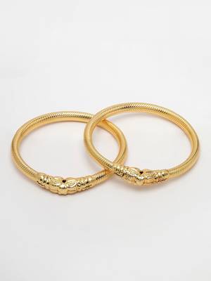 Women set of 2 gold-plated handcrafted traditional bangles 5